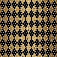 Gold Rhombus Terrazzo Stone Texture Seamless Pattern Design on Black Background vector