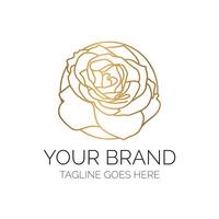 Elegant Thin Rose Flower Logo. Floral Emblem vector