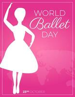 World Ballet Day Pink Ballerina Background Illustration vector