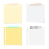 Nota papel con cinta en amarillo y blanco color vector
