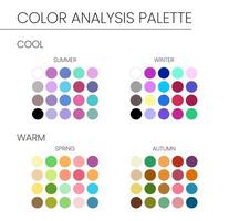 Seasonal Color Analysis Palette with Best Colors for Winter, Autumn, Spring, Summer Types vector