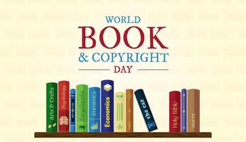 World Book Copyright Day Background Illustration Design with Library vector