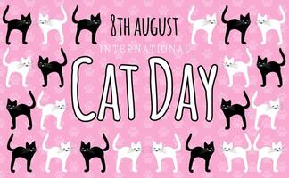 Funny International Cat Day Cartoon Style Background Illustration vector