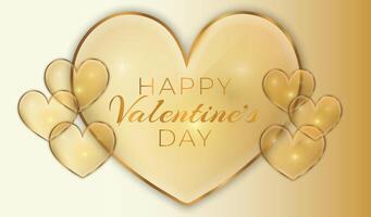 Gold Heart Happy Valentine's Day Background Banner vector