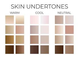 Gradient Skin Undertone Color Swatches with Warm, Cool and Neutral Colors vector