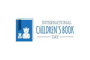 Blue International Children's Book Day Isolated Logo Icon vector