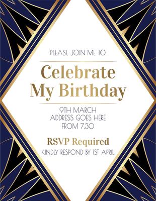 Gatsby Elegant Art Deco Invitation Design in Blue