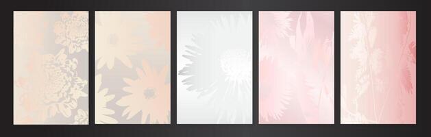 Light Pastel Floral Background Set. Flower Texture Collection vector
