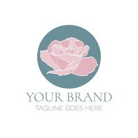 Elegant Pastel Rose Flower Logo. Floral Logotype vector