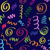Scribble Seamless Pattern on Blue Background vector