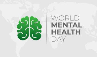 World Mental Health Day Green Background Illustration vector