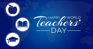 Happy World Teachers' Day Blue Background Illustration vector