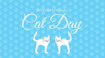 International Cat Day Pastel Blue Background Illustration vector