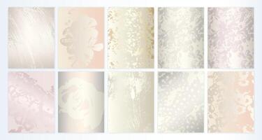 Elegant Floral Background Set. Light Texture Collection with Flowers for Wedding Invitations, Cards vector