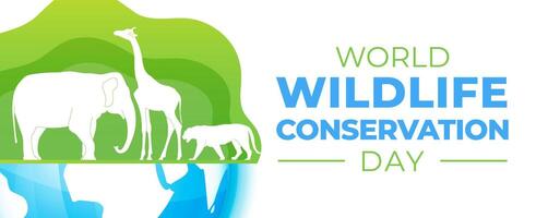 mundo fauna silvestre conservación día bandera ilustración vector