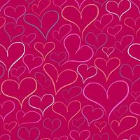 Heart Seamless Pattern Design with Outline Hearts vector