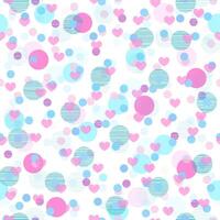 Fun Pink and Blue Pattern Design with Hearts and Dots vector