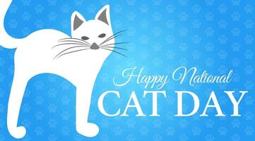 National Cat Day Blue Background Banner Illustration vector