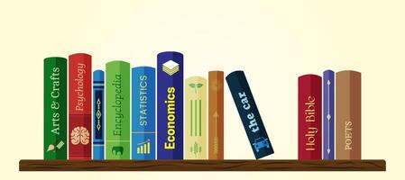 Bookshelf with Colorful Books. Bookcase with Literature Banner Design vector