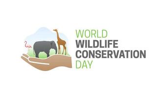mundo fauna silvestre conservación día aislado logo icono con mano vector