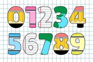 Handcrafted Back To School number color creative art typographic design vector