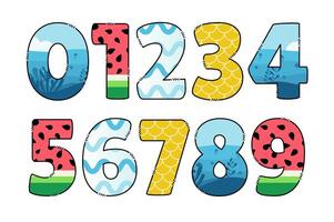 Handcrafted Vacation number color creative art typographic design vector
