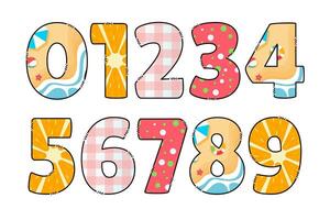 Handcrafted Summer number color creative art typographic design vector