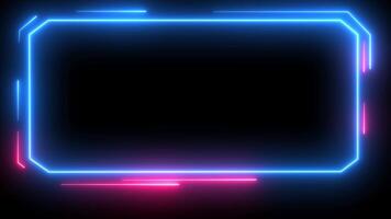 Colorful neon presentation frame, technology frame video
