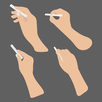 Human Hand with Chalk illustration. Hand holding white chalk and starting to write something.