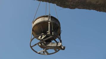 cement mortar is lifted by crane video
