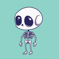Alien Icon - a cute skeleton alien flat illustration vector