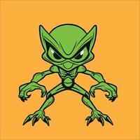 Alien Cartoon - a playful scary alien illustration vector