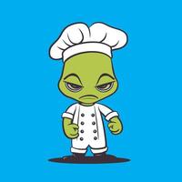 Alien Logo - a cute angry chef alien flat icon illustration vector