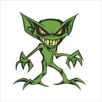 Alien Cartoon - a green hunter alien flat icon illustration vector