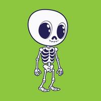 Alien Icon - a cute skeleton alien flat icon illustration on a Green background vector