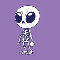 Alien Icon - a funny skeleton alien illustration flat design vector