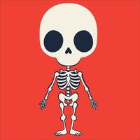 illustration of funny skeleton flat design on a Red background vector