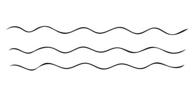 mar olas o agua fluir iconos mano dibujado sencillo líneas. mar tormenta Escribiendo. ilustración en garabatear estilo aislado en blanco antecedentes. vector