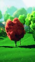 coloré dessin animé forêt à le coucher du soleil video