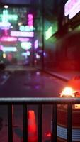 vibrant neon lights infuse energy and excitement into Asian village after dark video