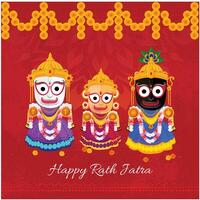 rath yatra celebration poster with background decoration vector