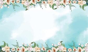 Blue watercolor floral spring background vector