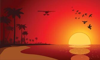 gradient beach sunset landscape vector