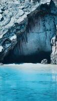 coastal view of a sand beach with cliffs video