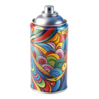 colorfully målad spray kan med konstnärlig design på transparent bakgrund png