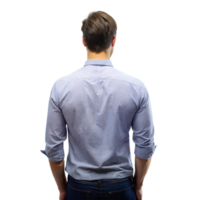 posteriore Visualizza di un' giovane uomo in piedi con mani nel tasche, studio ambientazione con trasparente sfondo png