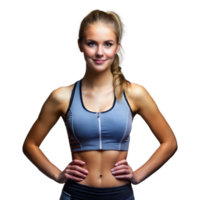 Confident Young Female Athlete Posing With Hands On Hips In Studio Setting png