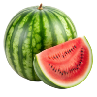Wassermelone und Scheibe auf transparent Hintergrund png