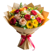 Strauß von Sonnenblumen und Rosen auf transparent Hintergrund png