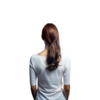 Rear View of a Woman With Long Hair Standing Against a Transparent Background png